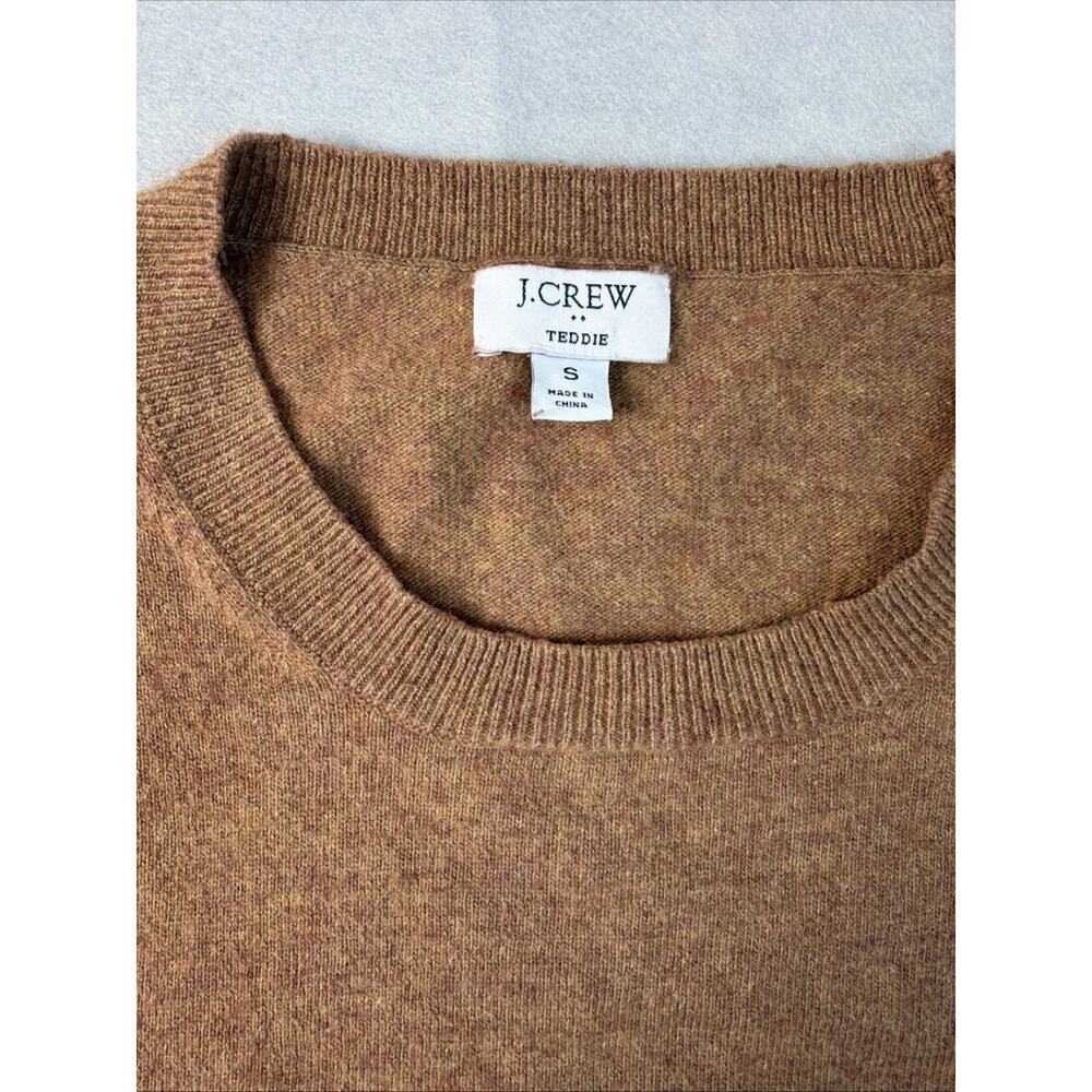 J.Crew Teddie Women’s Sweater Sm Brown Merino Wool Blend Crew Elevated Preppy - Picture 2 of 12